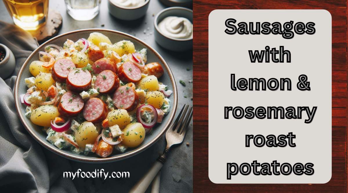 Sausages with lemon & rosemary roast potatoes